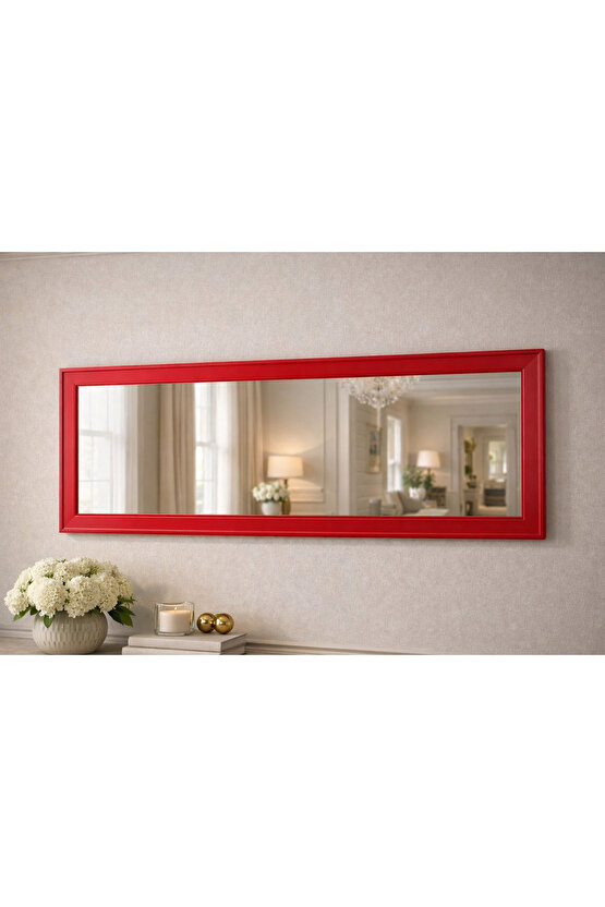 Kırmızı Çerçeveli Duvar Aynası - Dekoratif Ayna - Özel Ölçü - 5cm Çerçeve Genişliği