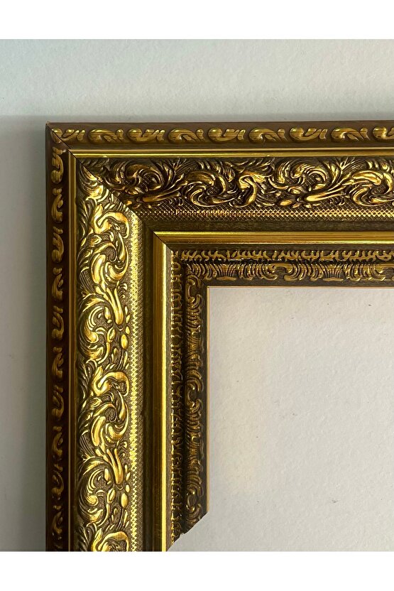 Altın Varaklı Çerçeveli Ayna-5cm Çerçeve Genişliği-Gold Ayna-Klasik Ayna-Varaklı Ayna - Salon Ayna