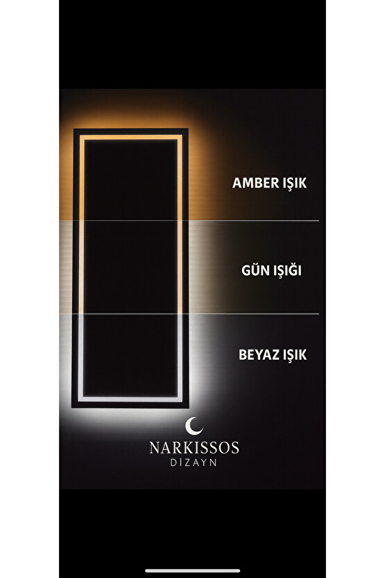 70 cm Dokunmatik Kumlamalı Beyaz Ledli Ayna