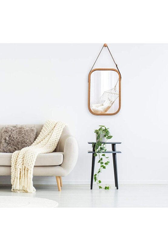 Bambu Ayna - Deri Kemer Bambu Çerçeveli 33x40cm Ayna