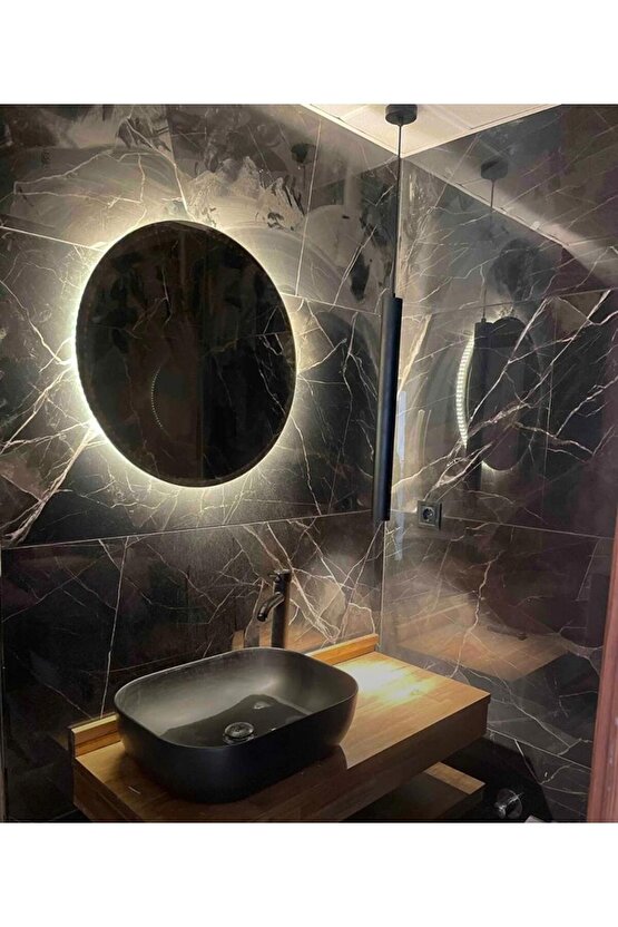 60 cm Günışığı Ledli Yuvarlak Banyo Aynası Makyaj Aynası Trafolu