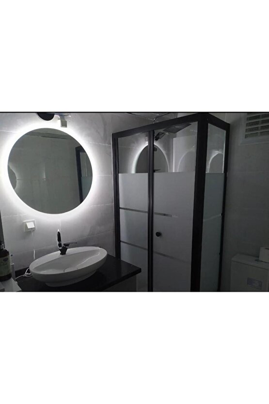 70 cm Beyaz Ledli Yuvarlak Banyo Aynası Makyaj AynasıTrafolu