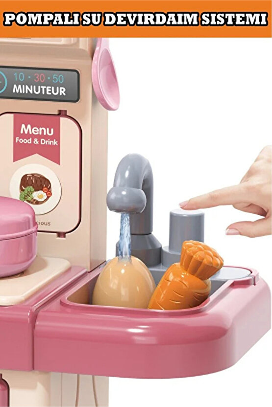 Oyuncak Buharlı Musluklu Sulu Mini Mutfak Seti Mutfak Oyuncağı Renkli