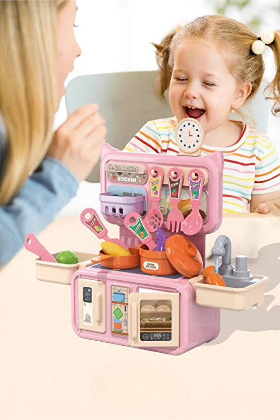 Oyuncak Buharlı Musluklu Sulu Mini Mutfak Seti Mutfak Oyuncağı Renkli