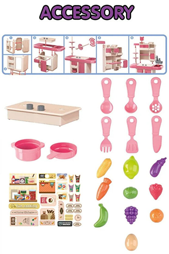 Oyuncak Buharlı Musluklu Sulu Mini Mutfak Seti Mutfak Oyuncağı Renkli