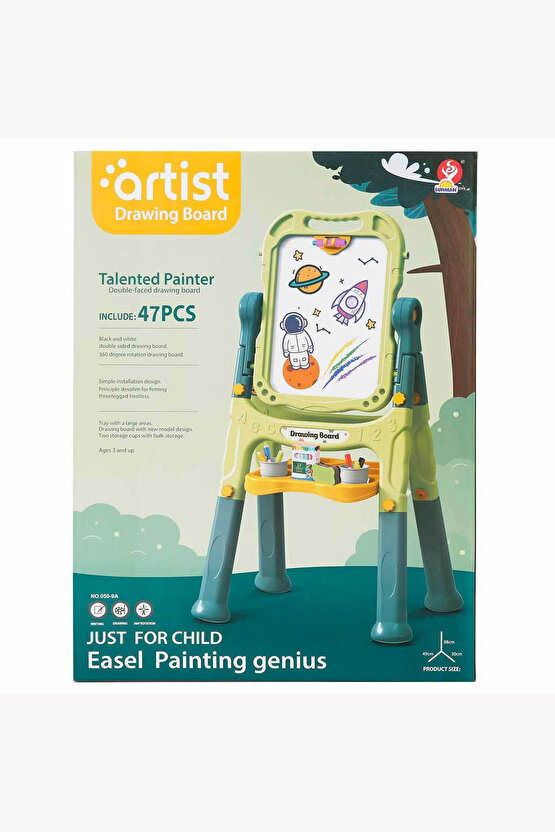 Çocuklar için Ayaklı Çizim Tahtası 47 Parça Minik Ressamlar Aktivite Çizim Boyama Tahtası