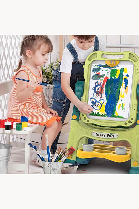 Çocuklar İçin Ayaklı Çizim Tahtası 47 Parça Set Aktivite Çizim Boyama Eğitici Set