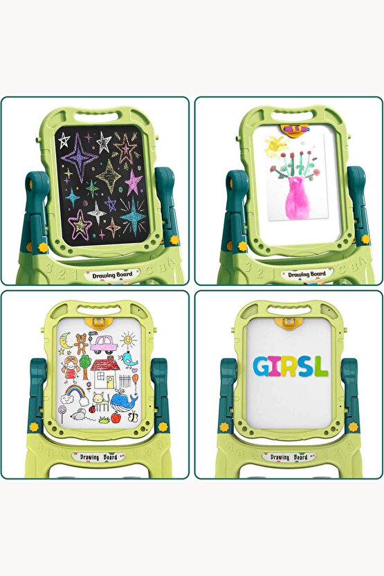 Çocuklar İçin Ayaklı Çizim Tahtası 47 Parça Set Aktivite Çizim Boyama Eğitici Set