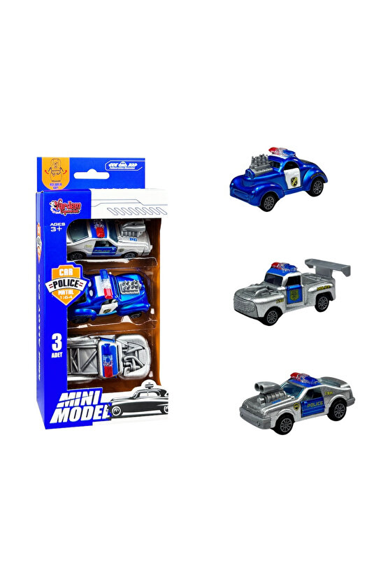 Oyuncak 3 Parça Çek Bırak Mini Model Metal Clasic Araba 1:64 Ölçek Kutulu