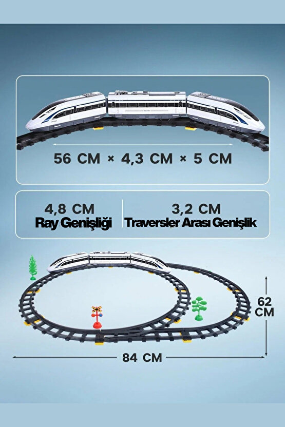 Oyuncak Uzaktan Kumandalı 39 Parça Sesli ve Işıklı 308 Cm Ray Uzunluğunda Hızlı Tren Seti