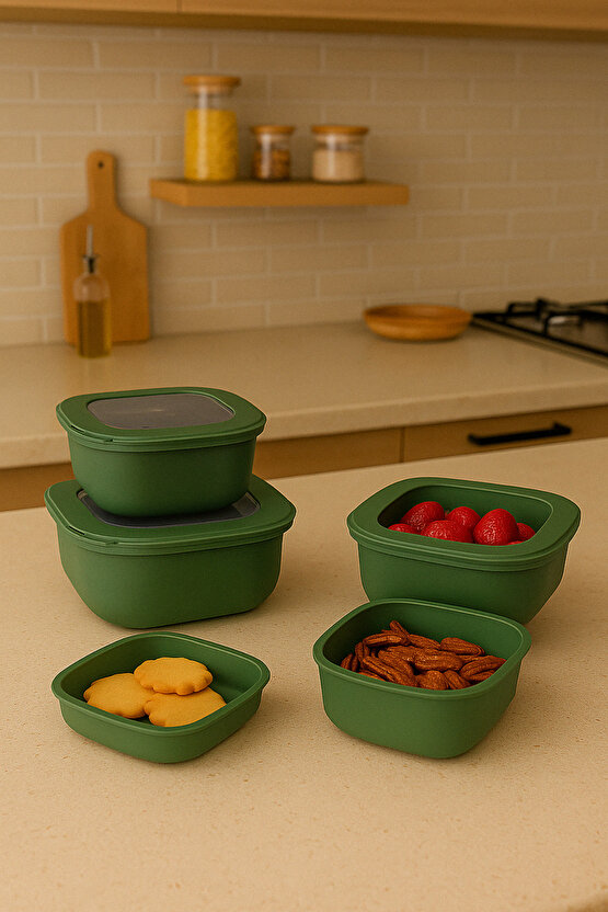 3lü Renkli Kilitli Kapaklı Saklama Kabı Difrize Mikrodalga ve Buzdolabı Uyumlu Düzenleyici Elegant