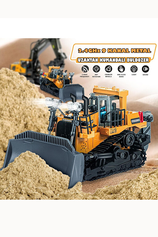 Uzaktan Kumandalı 2.4 Ghz Sesli Işıklı Bulldozer Eksvatör Kamyon İş Makineleri