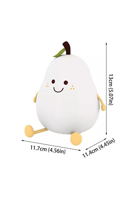 Renkli Usb Şarj Edilebilir Armut Gece Lambası, Silikon, Hediyelik Eşya, Çocuk Gece Lambası