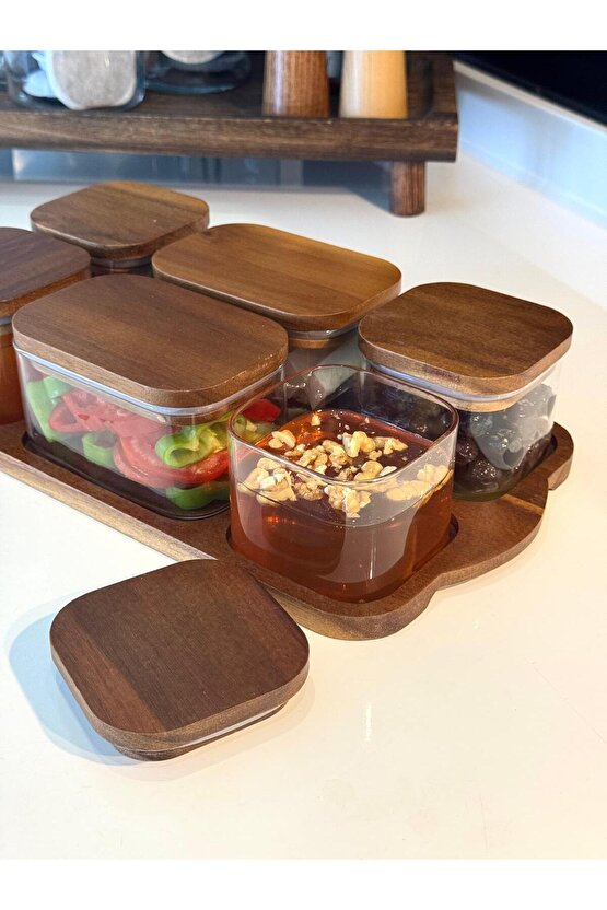 Akasya Kapaklı Cam Kahvaltılık Seti TKEBT TEK RENK