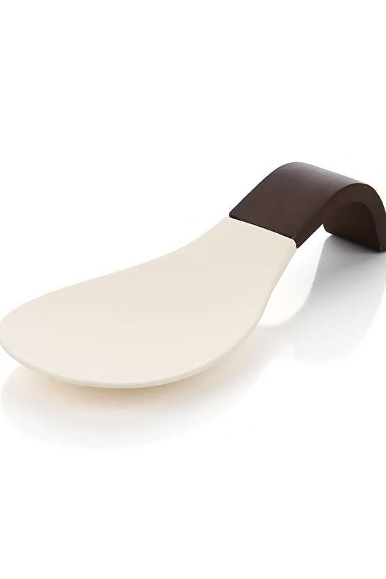 Şık Mutfak Kaşık Altlığı – Tezgah Üstü Kaşık Standı, Kaymaz Tasarım, Kolay Temizlenir, Krem & Kahve