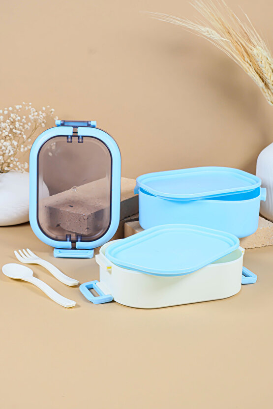 2 Katlı Sızdırmaz Taşıma Kaplı Öğle Yemeği Beslenme Saklama Kabı - Mikrodalgaya Uygun