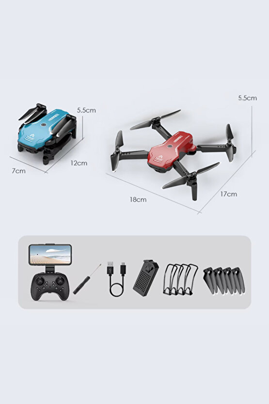 2.4G Uzaktan Kumandalı Wifi HD Kameralı Şarjlı Full Fonksiyon Katlanabilir Drone APP Kontrollü Dron