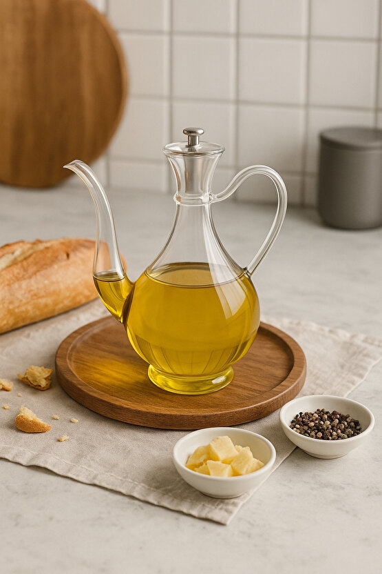 750 ml Cam Yağdanlık – Şeffaf Zeytinyağı ve Sıvı Yağ Şişesi, Cam Yağlık, Mutfak Sunum Kabı