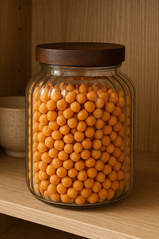 1.2 Litre Akasya Kapaklı Cam Kavanoz – Cam Saklama Kabı, Baharat, Kahve, Bakliyat Kavanozu