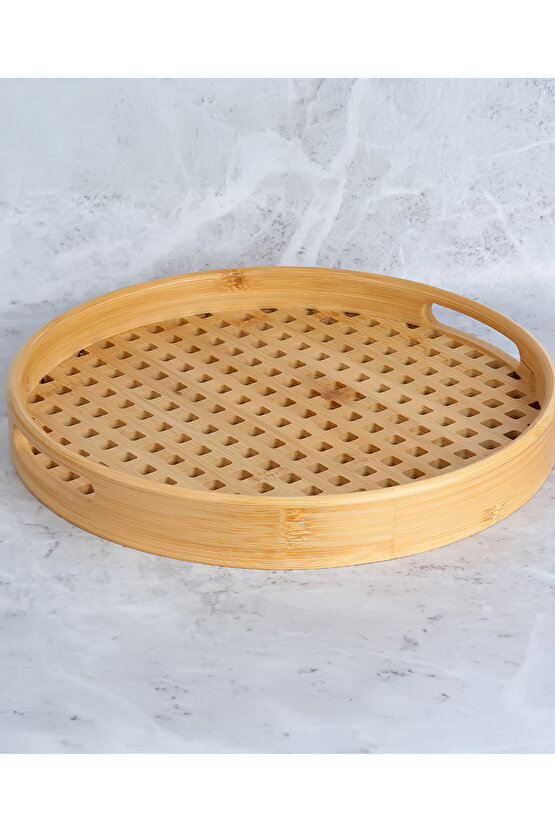 Bambu Delikli Tepsi 25 cm Sunum Tepsisi Bambu