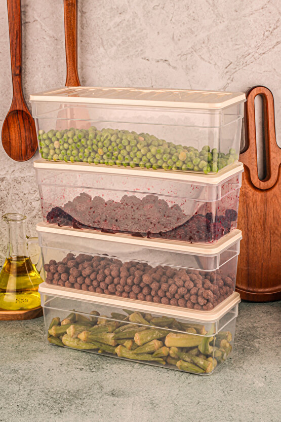 4lü Buzdolabı Düzenleyici Organizer Mikrodalga Ve Difrize Uygun Saklama Kabı Antrasit Set