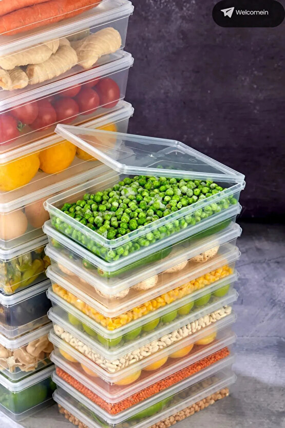 5 Adet 2 Lt. 5 Adet 1 Lt. Kendinden Kapaklı Derin Dondurucuya Uygun Buzluk Saklama Kabı Düzenleyici