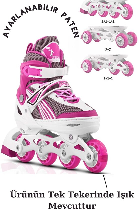 Pembe Işıklı Ayarlanabilir Silikon Teker Metal Gövde Alıştırma Pateni Profesyonel Çocuk-yetişkin