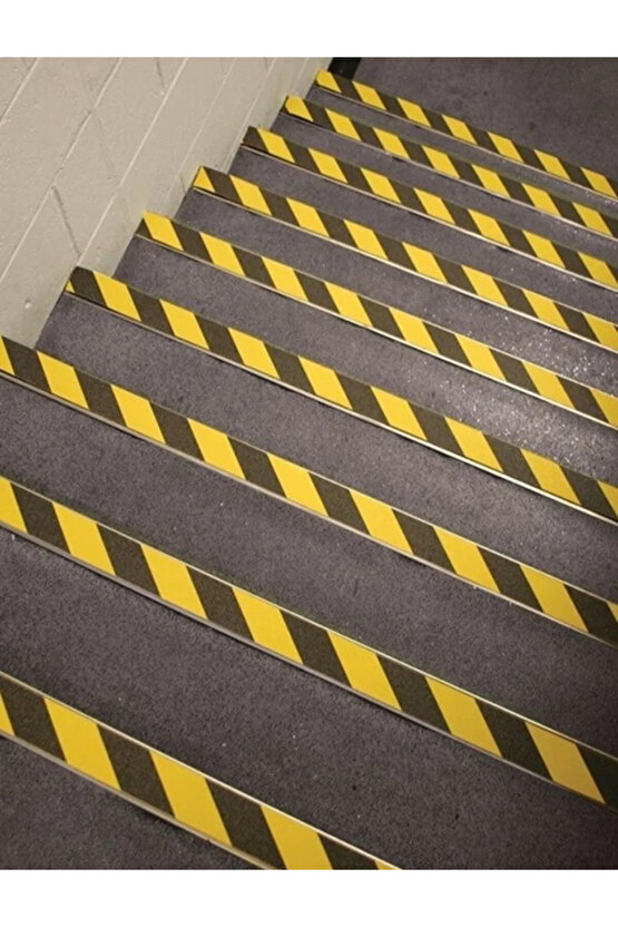 5 Adet Merdiven Ve Zemin Kaydırmaz Bant 50mm x 25mt Sarı Siyah