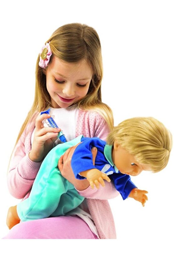 Çok Hastayım | 42 cm Hasta Et Bebek + Doktor Aksesuar Seti | Yanakları Kızaran Bebek