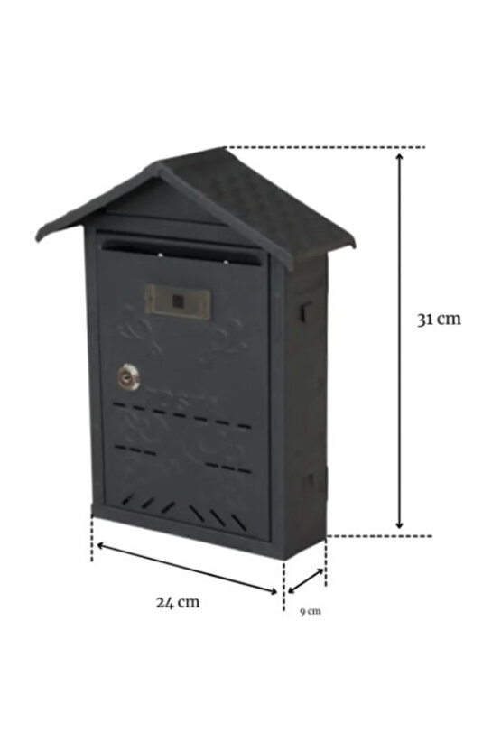 Akşan Çatılı Posta Kutusu Siyah