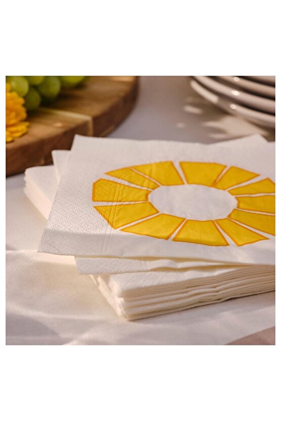 Bröggan Desenli Peçete Beyaz-Sarı 33x33 Cm 30 Adet 50570776