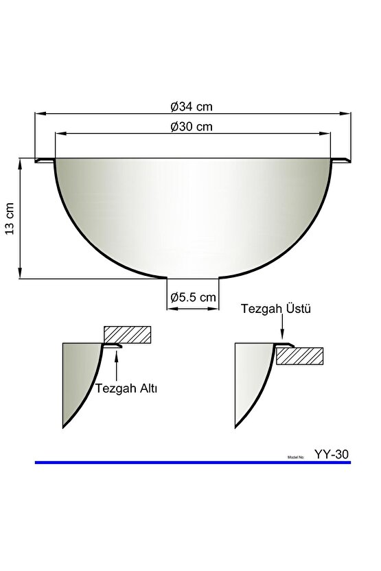 Univercal 30 Cm Küresel Evye Karavan Evyesi