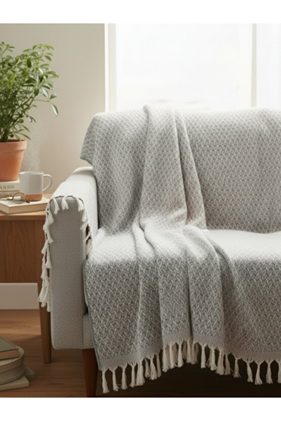 Çok Amaçlı Örtü Koltuk Çekyat Kilim Yatak Piknik Örtüsü Zemin Kaplama Yıkanabilir Saçaklı 170x200 CM