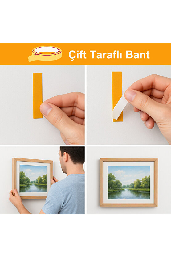 Çift Taraflı Bant 35mm Dayanıklı Süper Yapışkanlı Tablo Asma Halı Sabitleme Montaj Bantı 25 Metre