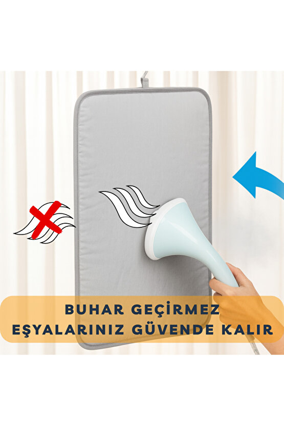 Buharlı Dikey Ütü Matı 5 Katman Asılabilir Yanmaz Çift Taraflı Keçeli Buharlı Ütü Bezi Gri 50x80 CM