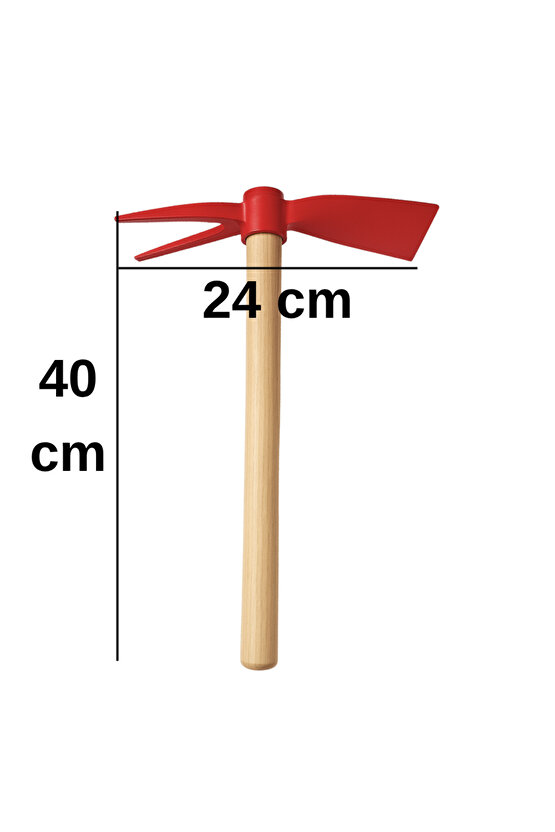 Bahçe Çapa Kazma Toprak Havalandırma Yabani Ot Temizleme Profesyonel Ergonomik Ahşap Kırmızı 40 CM