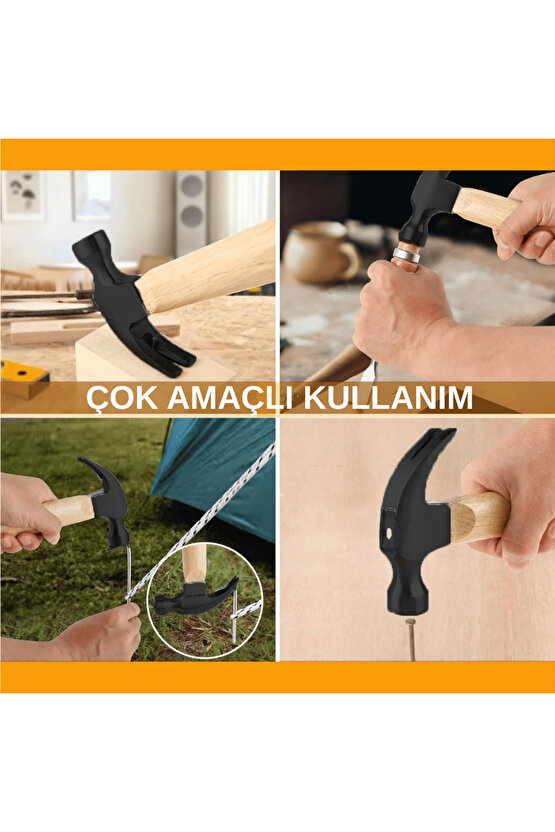 320gr Profesyonel Çatal Ağızlı Ahşap Sap Claw Çekiç 12cm Çelik Ergonomik Çivi Sökme Çakma Dayanıklı