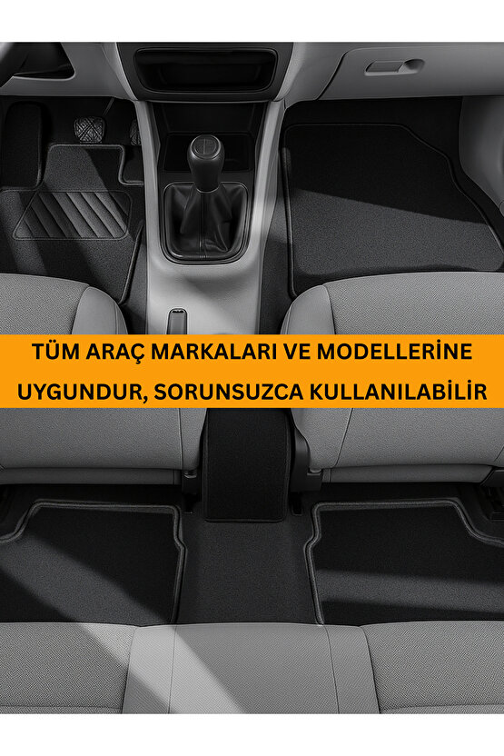 Oto Paspas Halı Kaymaz Taban Yıkanabilir Silinebilir Tüm Araç Modellere Uyumlu Siyah TPR 4 Parça