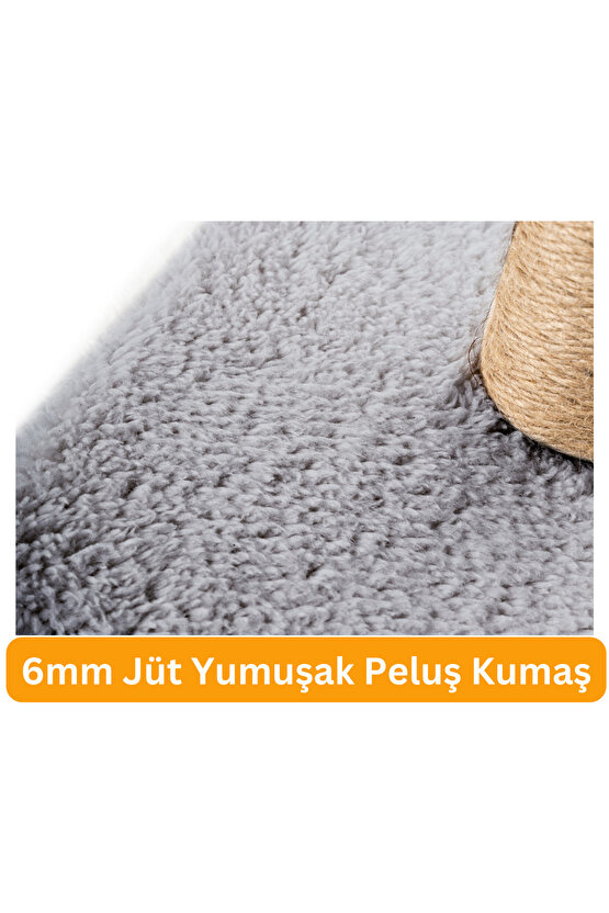 Çubuk Kedi Tırmalama Tahtası Peluş Kumaş Silinebilir Demonte 40 cm Gri Renk