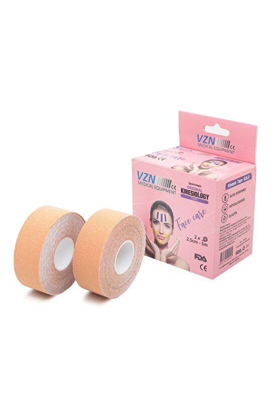 Ten Rengi Yüz Yoga Bandı 2 Adet 2,5cmx5mt Sporcu Kinesyo Ağrı Kinezyo Bandı