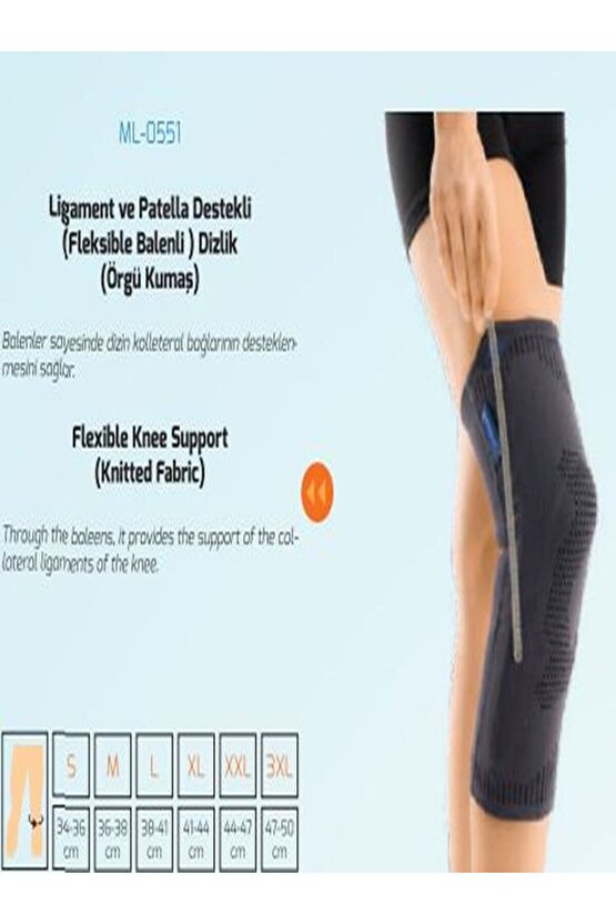 Ligament Ve Patella Destekli (fleksible Balenli ) Dizlik (örgü Kumaş)