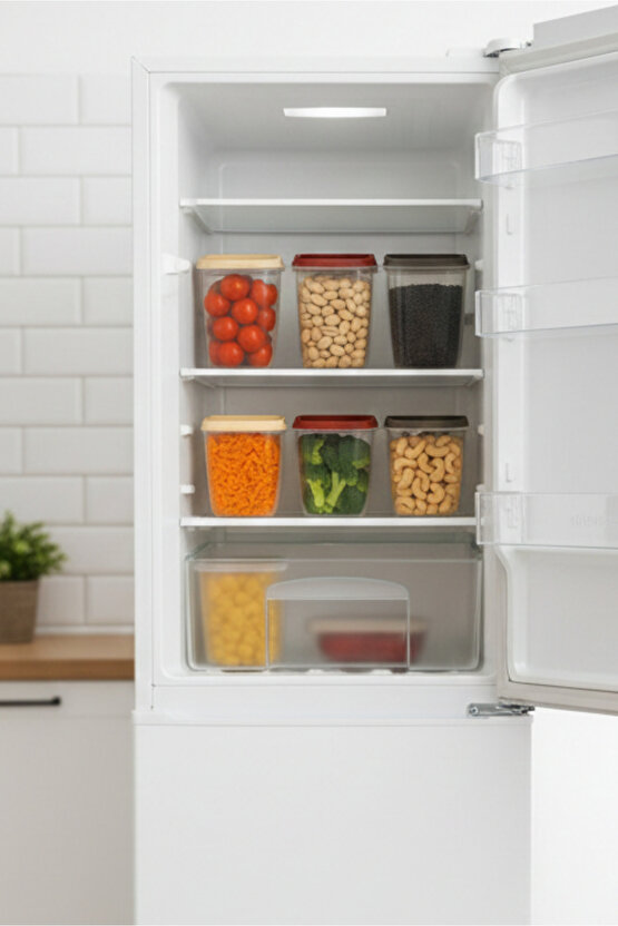 6lı Vakumlu Sızdırmaz Kapaklı Saklama Kabı Erzak Düzenleyici Set 3 Renk 2,5 L