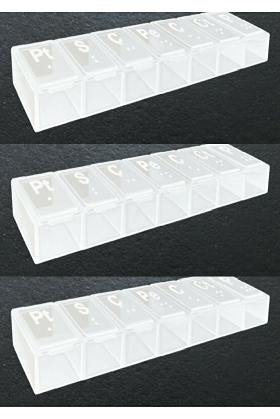 Haftalık Günlük Ilaç Saklama Kutusu Şeffaf - Hap Kabı 3 Adet