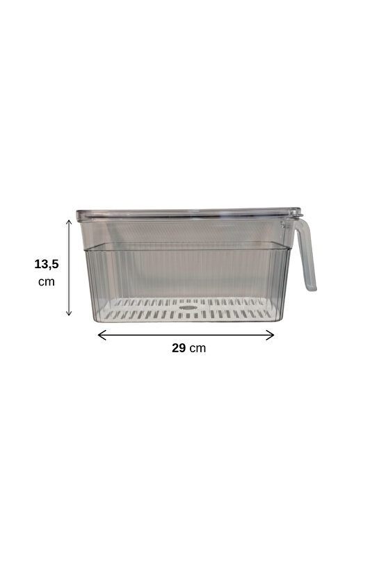 4lü Kulplu Şeffaf Buzdolabı Organizeri Gıda Saklama Düzenleyici Seti 3.60 L