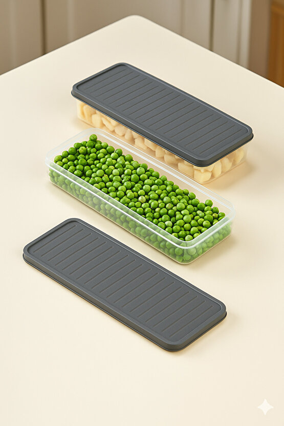 8li Şeffaf Saklama Kabı Buzdolabı Dondurucu Difrize Uygun Süzenleyici Set 8x1200 ml