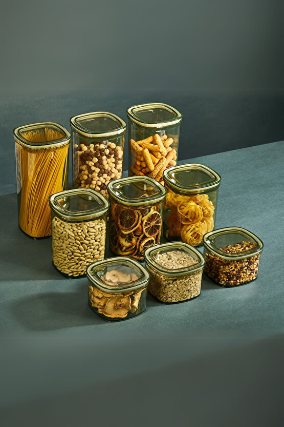 Premium 6lı 2 LT Sızdırmaz Contalı Erzak Bakliyat Saklama Kabı Yeşil