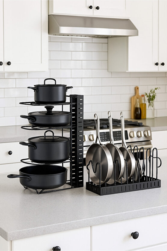 Metal Ayarlanabilir Tava Tencere Raf Farklı Kullanım Düzenleyici 40x52cm