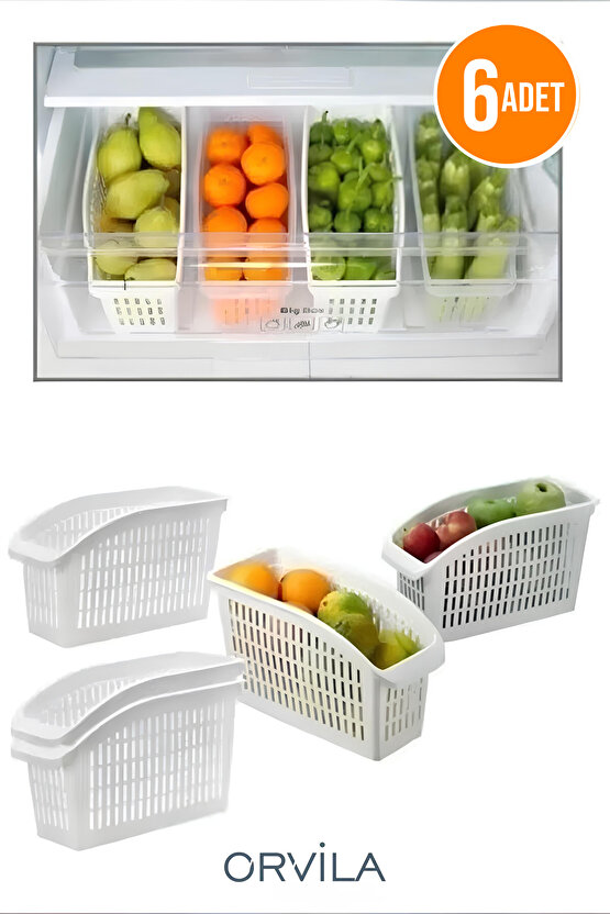 6 Adet - Buzdolabı Düzenleyici Organizer Sebze Ve Meyvelik