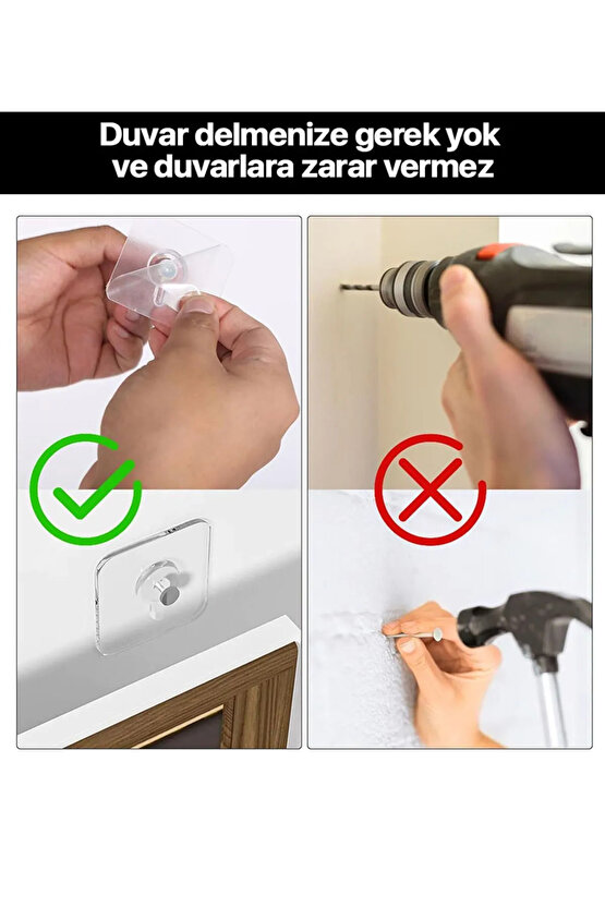 4 Adet Kendinden Yapışkanlı Tablo Askısı - Çok Amaçlı Yapışkan Vida Çivi