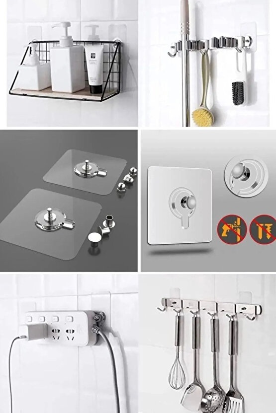 4 Adet Kendinden Yapışkanlı Tablo Askısı - Çok Amaçlı Yapışkan Vida Çivi